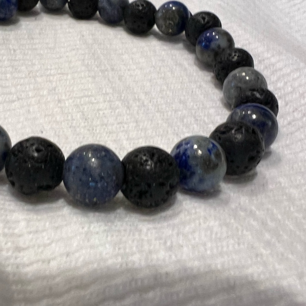 Blue and Black Beaded Bracelet